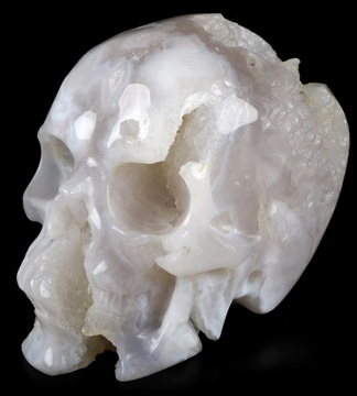 5.1" Green Moss Agate Geode Carved Crystal Skull, Crystal Healing