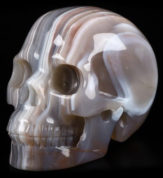 3.6" Mozambique Agate Carved Crystal Skull,Realistic, Crystal Healing