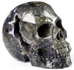 GEODE 5.0" Porcelain Jasper Carved Crystal Skull,Realistic, Crystal Healing