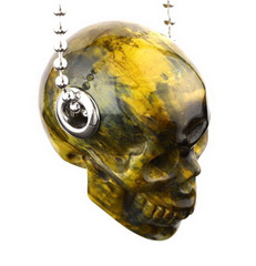 Flash 1.2" New Pietersite Carved Crystal Skull Pendant With 925 Sterling Silver Chain, Crystal Healing