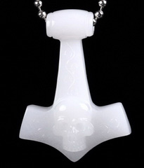 2.1" White Jade Carved Crystal Skull Pendant, Crystal Healing