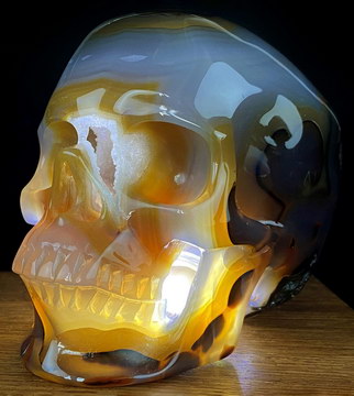 5.1" Premium Brazilian Agate Carved Crystal Skull,Super Realistic, Crystal Healing
