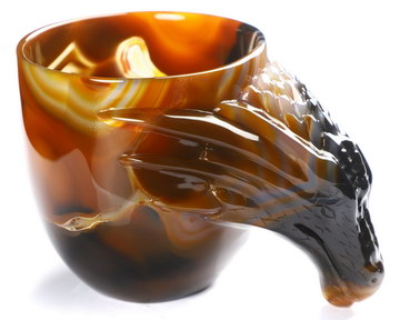 BEAUTIFUL 4.1" Premium Brazilian Agate Carved Crystal Dragon Head Cup, Crystal Healing