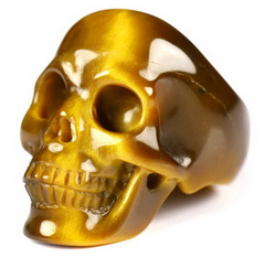 #8.5 Gold Tiger's Eye Carved Crystal Skull, Crystal Healing