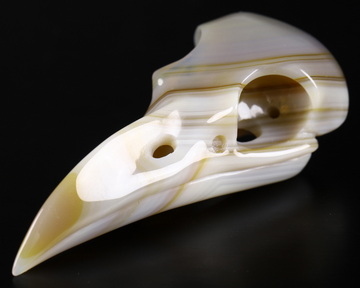 2.2" Premium Brazilian Agate Carved Crystal Raven Skull Pendant, Crystal Healing