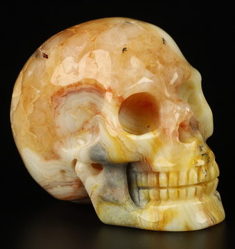 2.0" Crazy Lace Agate Carved Crystal Skull,Realistic, Crystal Healing
