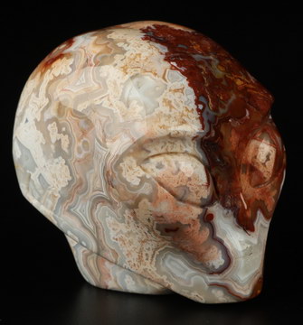 Gemstone 2.0" Red Crazy Lace Agate Crystal Skull Companion Star Being Female Alien Reiki Healing Stone Statue