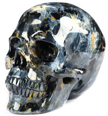 Awesome Flash 3.5" Blue Pietersite Carved Crystal Skull,Super Realistic, Crystal Healing