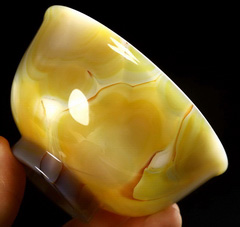 4.4" Premium Brazilian Agate Carved Crystal Bowl, Realistic