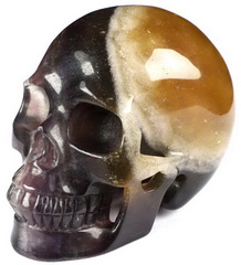 5.0" Fluorite Carved Crystal Skull,Realistic, Crystal Healing