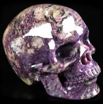 Gemstone 4.1" Russian Charoite Carved Crystal Skull,Super Realistic, Crystal Healing
