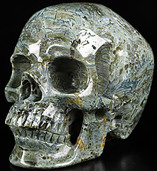 Huge 5.0" Green Quartz Rock Carved Crystal Skull,Super Realistic, Crystal Healing