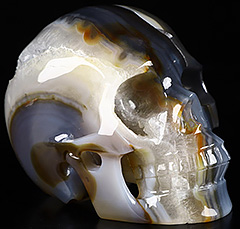 GODE Huge 4.0" Premium Brazilian Agate Carved Crystal Skull, Realistic