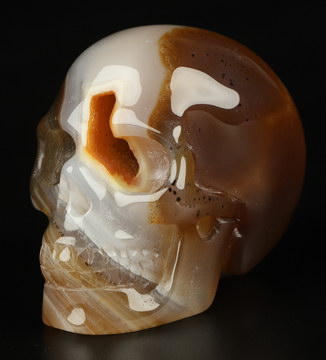 2.0" Premium Brazilian Agate Geode Carved Crystal Skull,Realistic, Crystal Healing