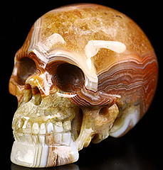 1.2" Red Crazy Lace Agate Carved Crystal Skull,Realistic, Crystal Healing
