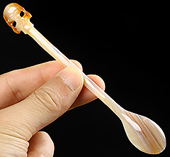 5.4" Premium Brazilian Agate Carved Crystal Skull Spoon Sculpture, Crystal Healing