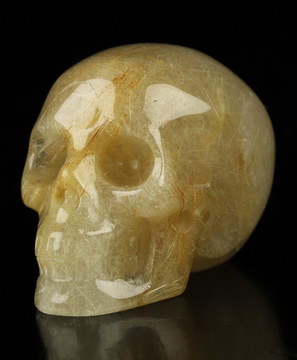 Gemstone 1.5" Rutilated Quartz Rock Crystal Carved Crystal Skull,Realistic, Crystal Healing