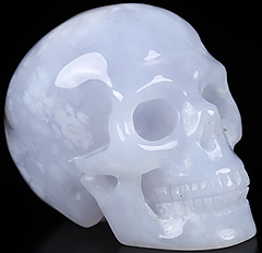 GEMSTONE 1.8" Blue Chalcedony Carved Crystal Skull,Realistic, Crystal Healing