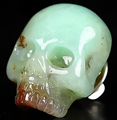 0.8" Chrysoprase Carved Crystal Skull Brooch, Crystal Healing