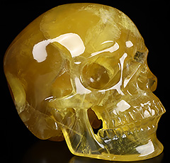 Translucent 5.2" Orange Fluorite Carved Crystal Skull,Super Realistic, Crystal Healing