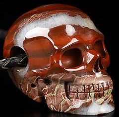 2.0" Red Jasper Carved Crystal Skull Pendant, Crystal Healing