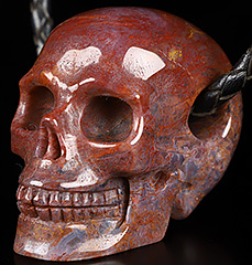2.0" Red Moss Agate Carved Crystal Skull Pendant, Crystal Healing