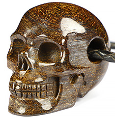 2.0" Shimmering Bronzite Carved Crystal Skull Pendant, Crystal Healing