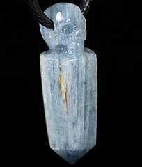 2.3" Kyanite Carved Crystal Skull Pendant, Crystal Healing