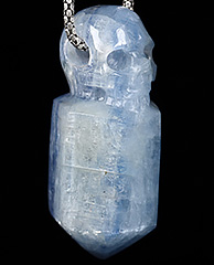 GEMSTONE 1.3" Aquamarine Carved Crystal Skull Pendant, Crystal Healing