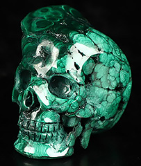 1.5" Malachite Carved Crystal Skull,Realistic, Crystal Healing
