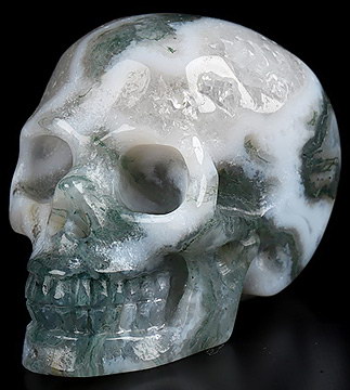 2.0" Green Moss Agate Hand Carved Crystal Skull, Realistic, Crystal Healing