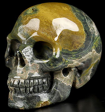 2.0" Ocean Jasper Hand Carved Crystal Skull, Realistic, Crystal Healing