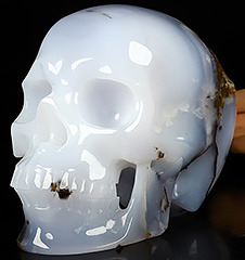 Huge 5.9" Blue Chalcedony Carved Crystal skull,Super Realistic, Crystal Healing