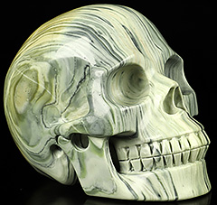 5.0" Butter Jade Hand Carved Crystal Skull, Realistic, Crystal Healing