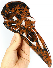 TITAN 9.1" Mahogany Obsidian Carved Crystal Raven Skull, Crystal Healing