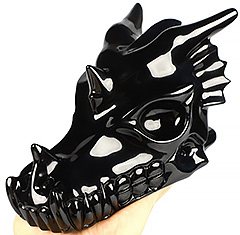 TITAN 7.1" Black Obsidian Carved Crystal Dragon Skull, Crystal Healing
