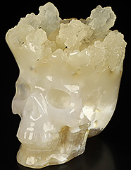 Druse 3.2" Agate Carved Crystal Skull, Realistic