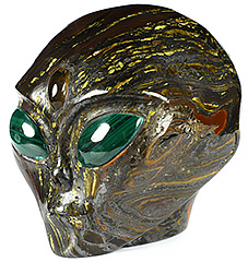 4.1" Colorful Tiger Iron Eye Star Being Female Alien with Amber Heaven Eye, Malachite Eyes