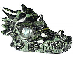 5.5" Kambaba Jasper Carved Crystal Dragon Skull, Crystal Healing