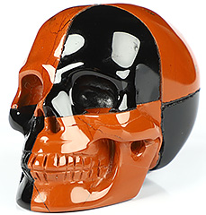 1.9" Red Jasper & Black Obsidian Carved Crystal Skull,Realistic, Crystal Healing