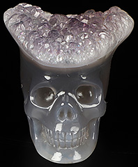 1.2" Amethyst & Agate Druse Carved Crystal Skull, Crystal Healing