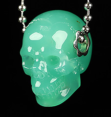 GEMSTONE 0.7" Chrysoprase Carved Crystal Skull Pendant With 925 Sterling Silver, Crystal Healing