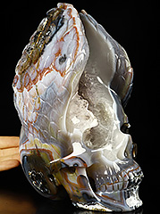 AWESOME 9.1" Agate Geode Carved Crystal Skull & Wings, Crystal Healing