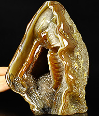 6.7" Premium Brazilian Agate Geode Carved Crystal Skull, Crystal Healing