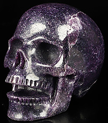 5.2" Lepidolite Carved Crystal Singing Skull, Crystal Healing