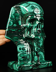 The Pharaoh Gemstone 7.1" Malachite Carved Crystal Skull, Crystal Healing