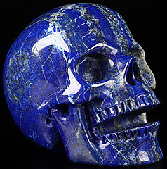 GEMSTONE Huge 5.1" Lapis Lazuli Carved Crystal Singing Skull, Crystal Healing