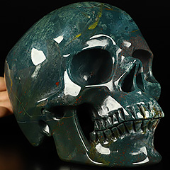 Lifeszied 6.5" Bloodstone Carved Crystal Skull,Super Realistic, Crystal Healing