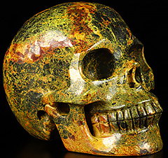 5.1" Orpiment Carved Crystal Skull,Realistic, Crystal Healing