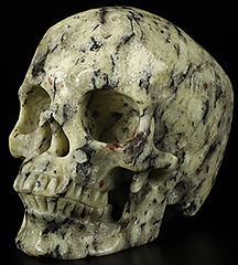 5.0" Unknown Yellow Jasper with Ruby Carved Crystal Skull,Super Realistic, Crystal Healing